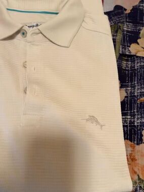 HALFSLEEVE TOMMY BAHAMA ISLANDZONE CREME WITH LOGO POLO SHIRT SIZE M